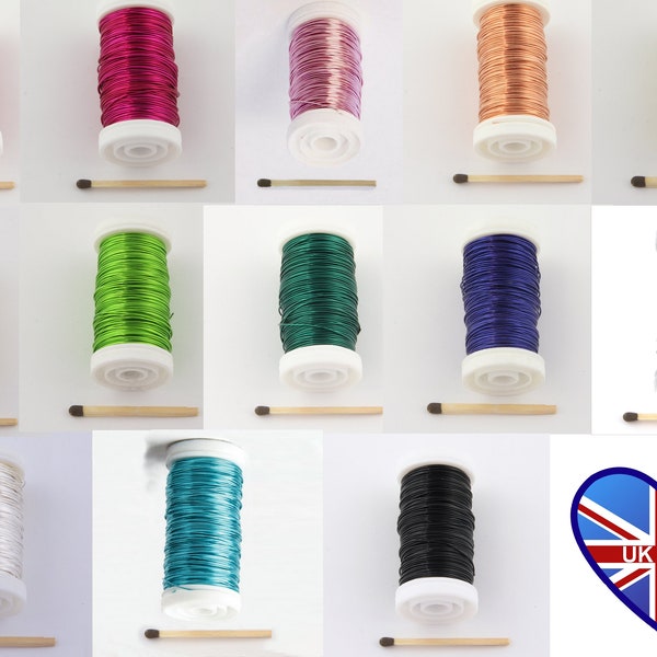 50m (100g reel) Coloured Craft Wire 0.5mm (~24 gauge). Metallic Finish Colour coated wire. Floristry*Crafts*Jewellery*Wire Jig*Wire Work