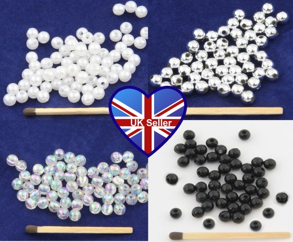 100pcs 5 0mm Faux Plastic Round Pearl Beads Jewellery Making Tiaras Hair Vines Bridal Beading Sewing Uk Seller Cheap Uk Postage