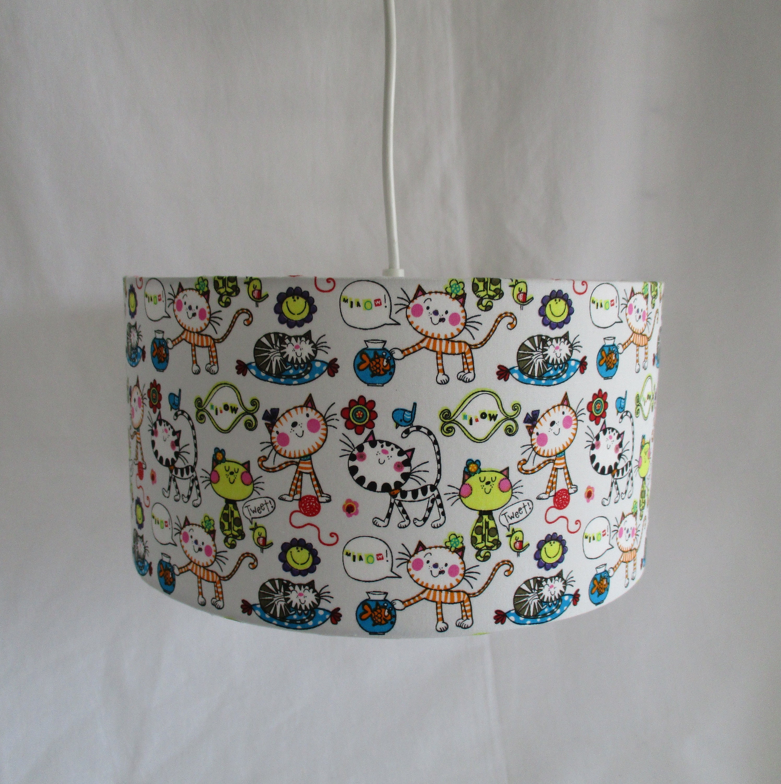 Abat-Jour Cylindrique Enfant 25 cm Suspension Plafond