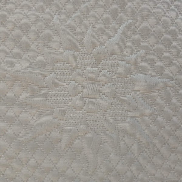 Tissu surpiqué façon boutis provençal écru tournesol, molleton à coussin, matelassé, coupon de 285 X 60 cm