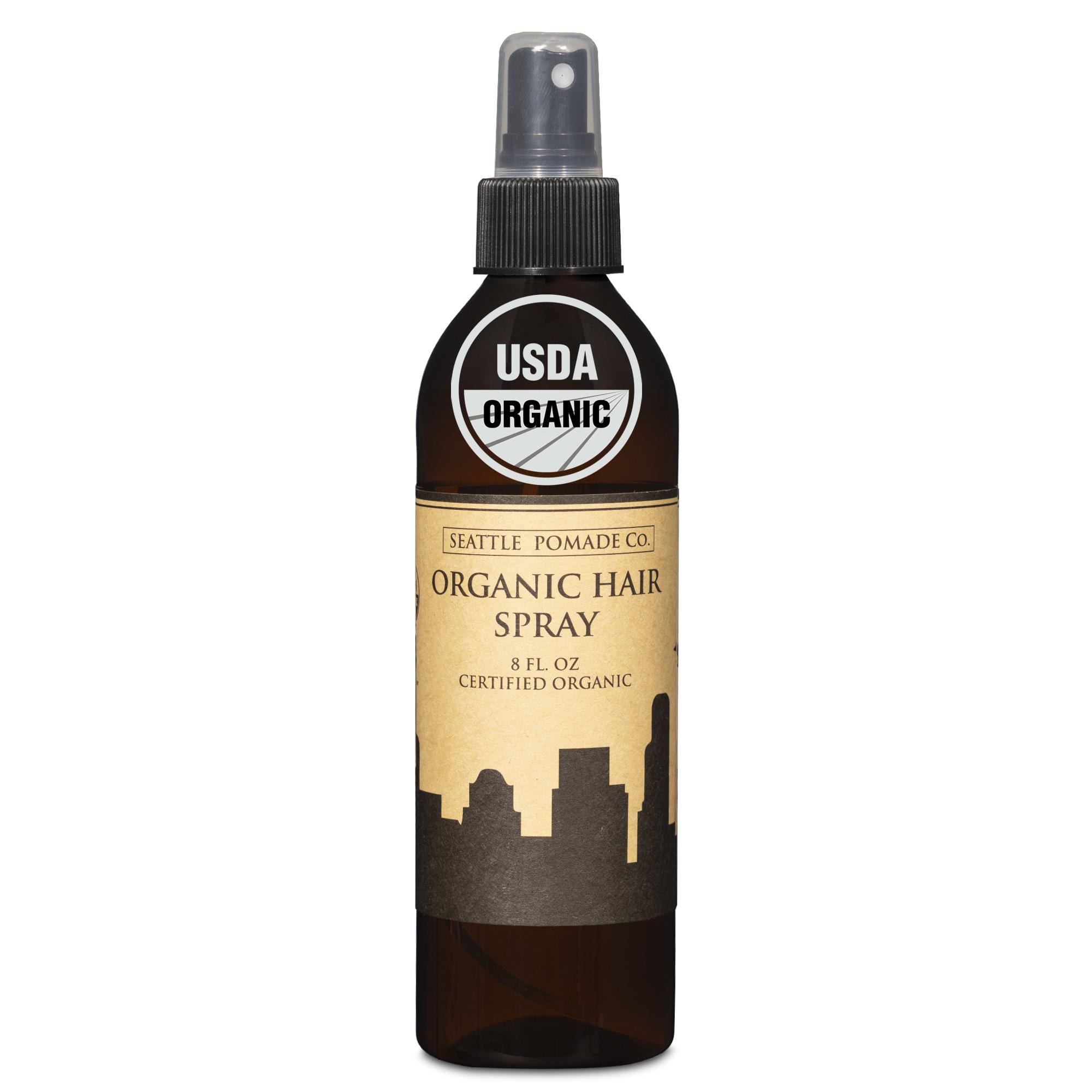 Seattle Pomade Co. Certified Organic Hair Spray with Organic Aloe and Acacia Fiber. Strengthens & Lightly Holds Hair. Global Ingredients