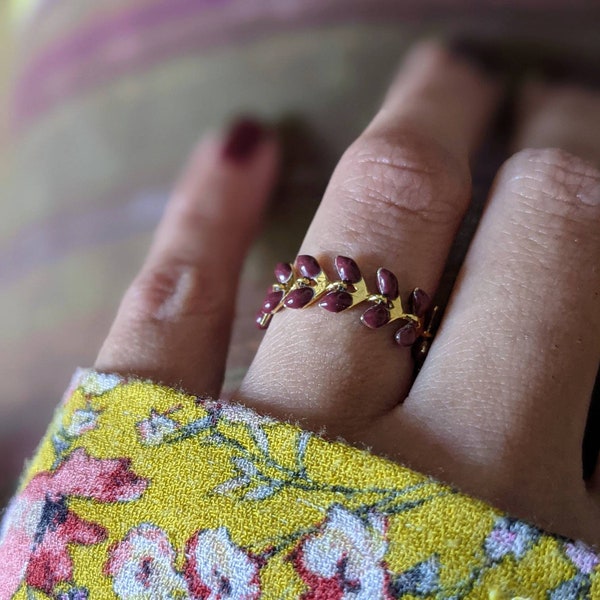 Bague fantaisie boheme, Marron / doré - Fête des mères , matchy matchy,EVJF