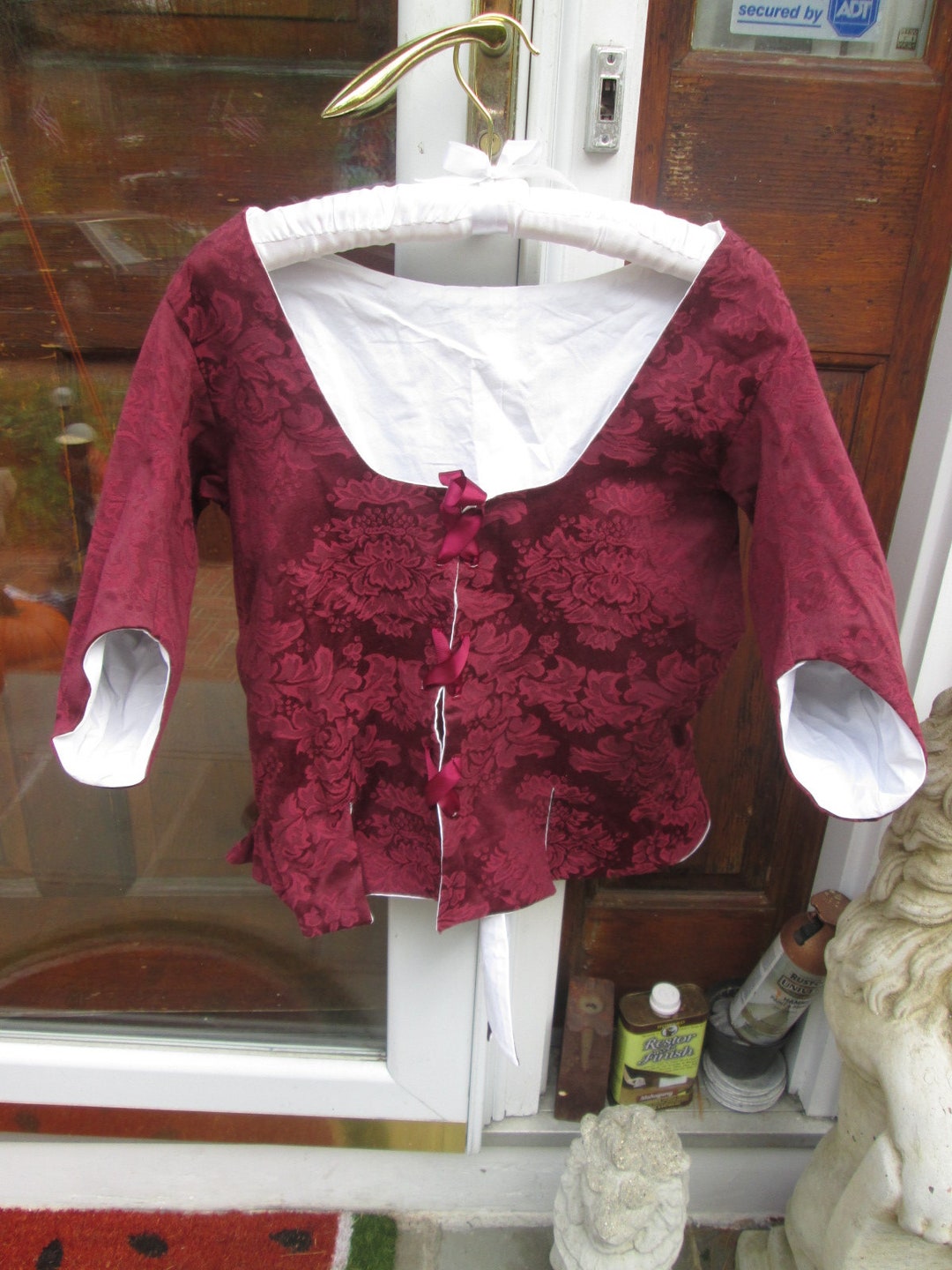 COLONIAL SWALLOWTAIL JACKET Maroon Brocade - Etsy