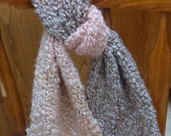 Handmade straight chunky scarf, chunky pink scarf, coral scarf, taupe scarf, brown winter scarf, boucle scarf! Free domestic USPS shipping!!