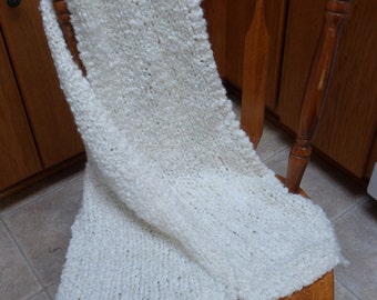 Handmade knit chunky scarf, off-white chunky scarf, cream colored chunky scarf, luxurious soft winter scarf.  Free domestic USPS shipping!!