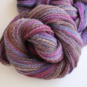2-Ply Handspun Yarn, Purple, Barberpole Yarn, Superfine,