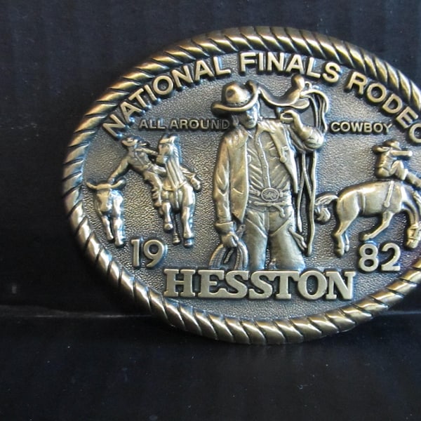 Hesston 1982 National Finals Rodeo All Around Cowboy Belt Buckle