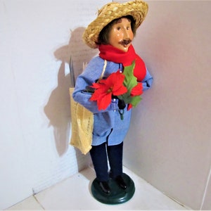 Byers&#39; Choice 1997 Carolers Series&quot; Victorian Gardener with Tools & Christmas Poinsettia Plants&quot; Coll. Doll