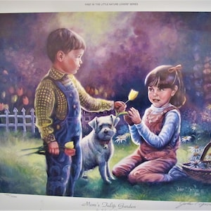 John C. Green 1990 &quot; Mom&#39;s Tulip Garden &quot; Collector Print