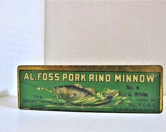 Al Foss 1920's Pork Rind Minnow with Tin Box " Collector Lure