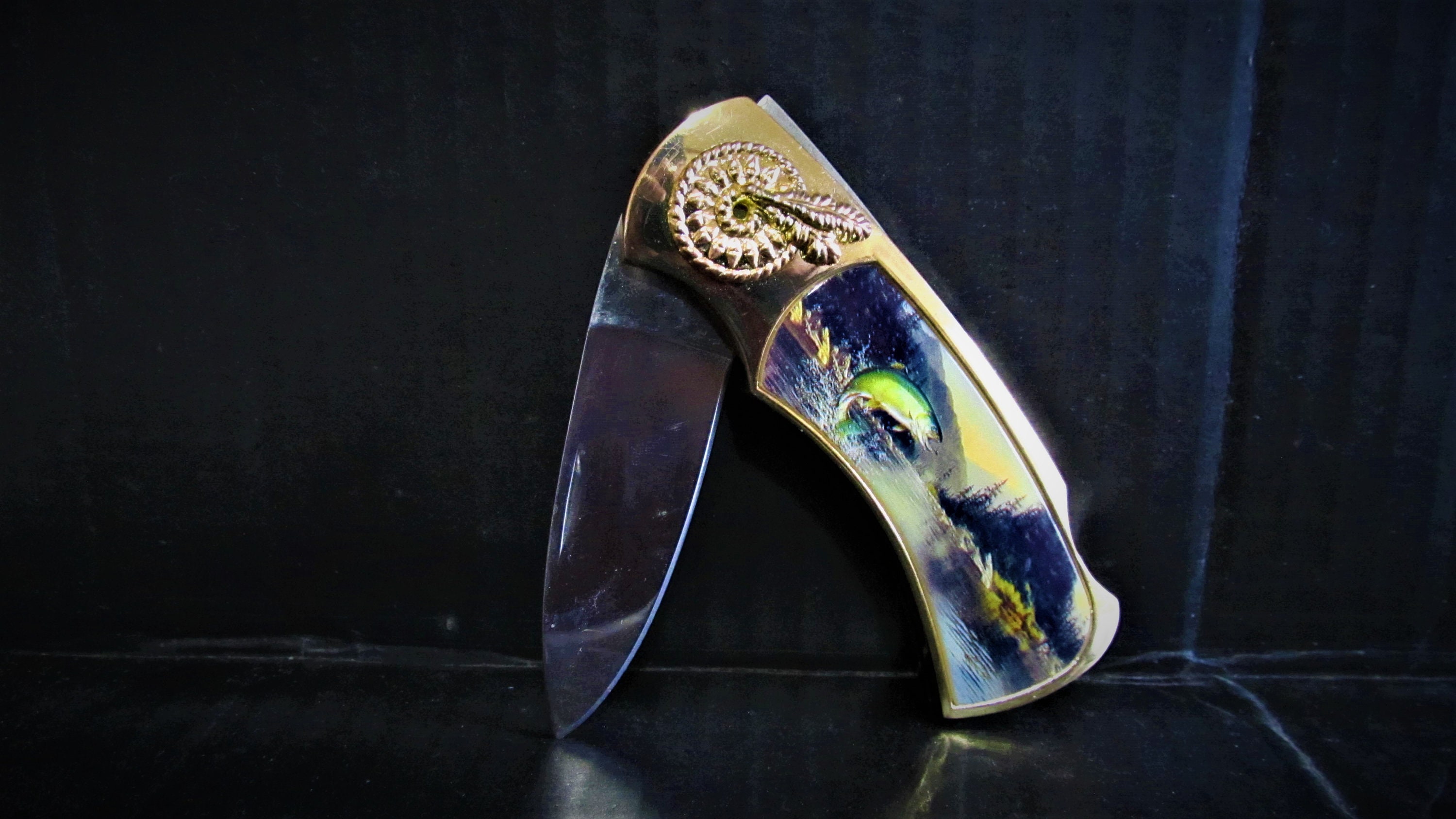 Maxam Rainbow Trout Folding Pocket Knife Etsy