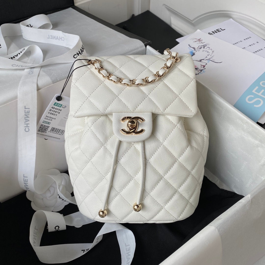 NEW Chanel AS4058 B10876 23S Backpack White / 10601 Caviar