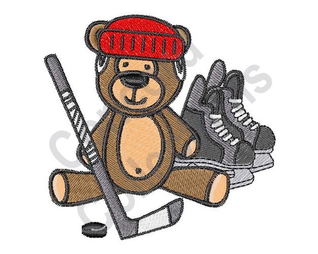 Hockey teddy machine embroidery design teddy bear hockey  etsy
