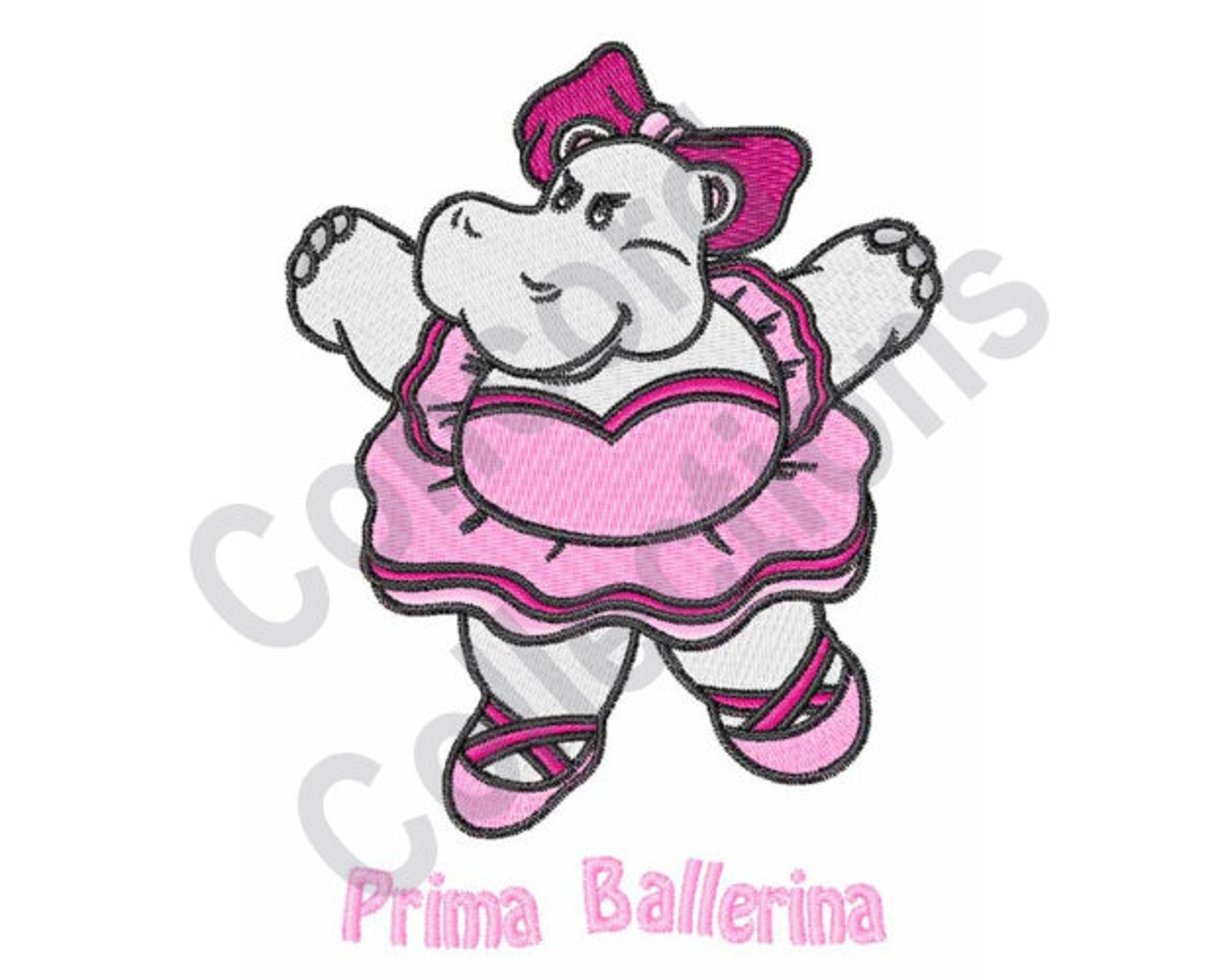 hippo - machine embroidery design, prima ballerina, ballerina, ballet