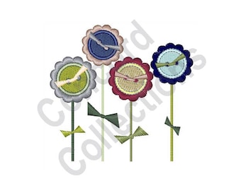 Button Flowers - Machine Embroidery Design, Flowers - Machine Embroidery Design, Buttons - Machine Embroidery Design