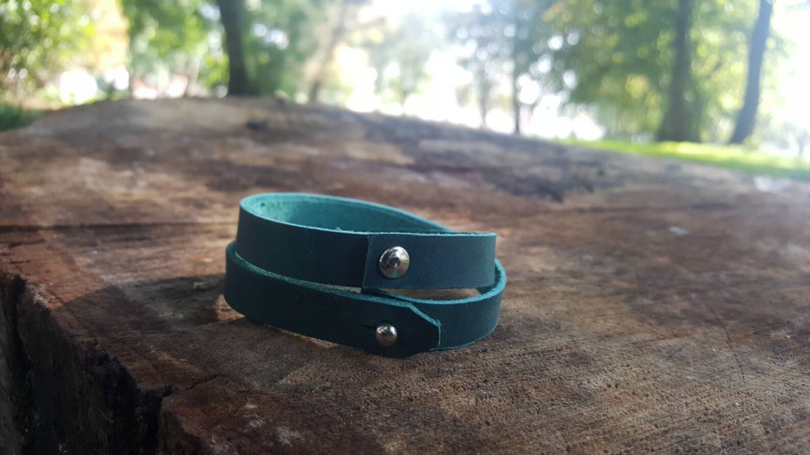 Emerald Green Leather Wrap Bracelet Etsy