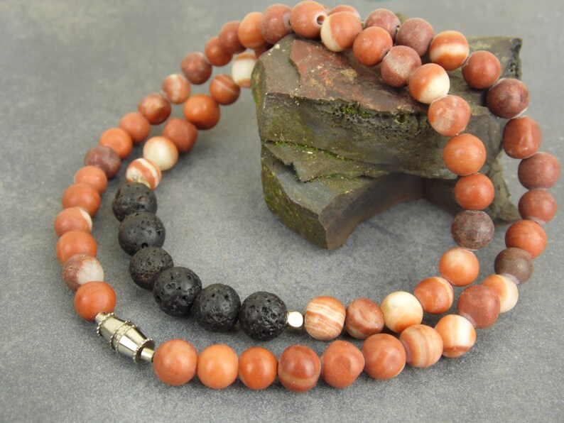 beaded necklace women/'s necklace gift for her mom/'s necklace black lava necklace gemstone necklace boho necklace red onyx necklace