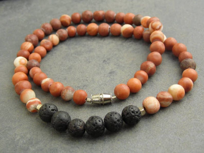 beaded necklace women/'s necklace gift for her mom/'s necklace black lava necklace gemstone necklace boho necklace red onyx necklace