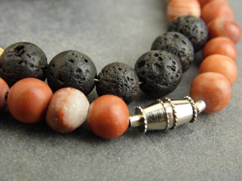 beaded necklace women/'s necklace gift for her mom/'s necklace black lava necklace gemstone necklace boho necklace red onyx necklace