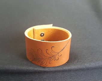 Punho de couro feminino, pulseira de punho largo