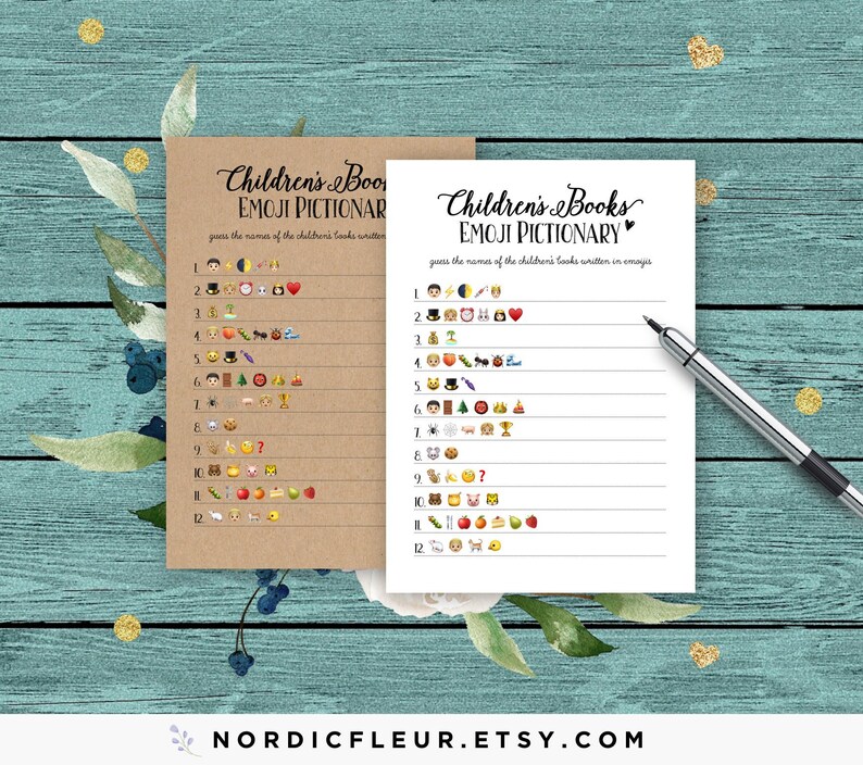 Emoji Pictionary Baby Shower Game Children S Books Emoji Etsy Emoji Pictionary Baby Shower Game Children S Books Emoji Etsy