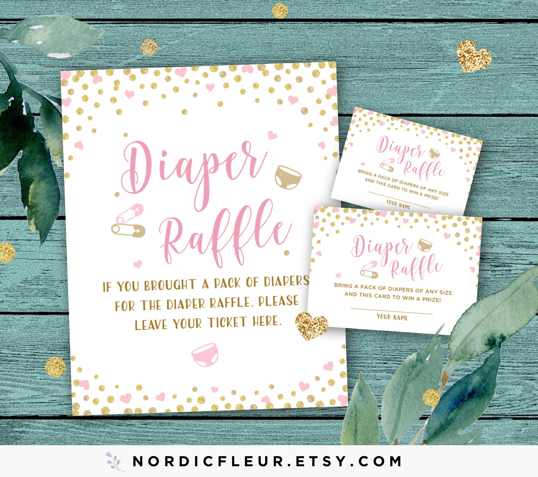 diaper raffle ticket printable diaper raffle sign pink and etsy