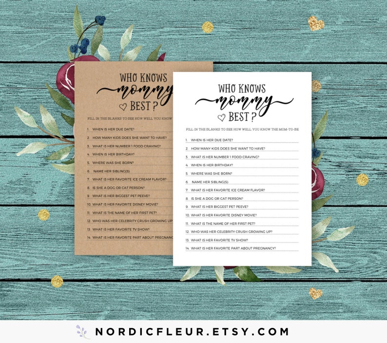 Who Knows Mommy Best Baby Shower Game Who Knows Mummy Best Etsy Who Knows Mommy Best Baby Shower Game Who Knows Mummy Best Etsy
