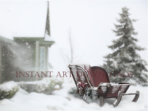 Original Photography Print Leaves in Snow Winter Scene Printable Art Rust Red Landscape Instant Download Christmas Decor Fine Art