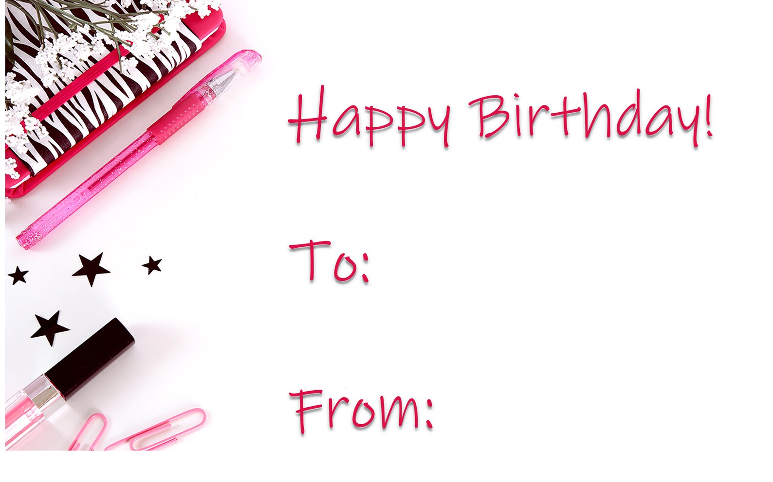 Printable Gift Tag Happy Birthday Pink Desktop to From Instant | Etsy