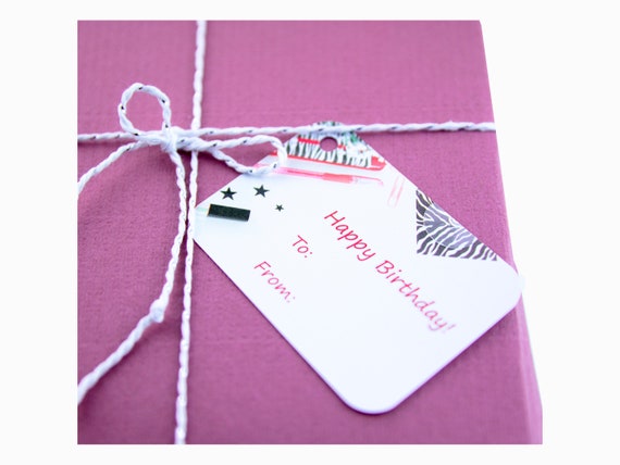 Printable Gift Tag Happy Birthday Pink Desktop to From Instant | Etsy