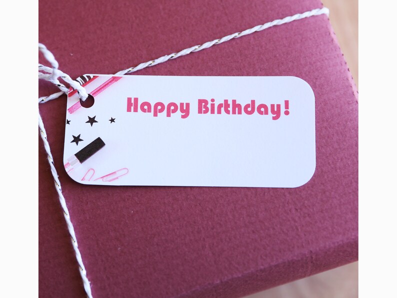 Printable Gift Tag Happy Birthday Pink Desktop to From Instant | Etsy