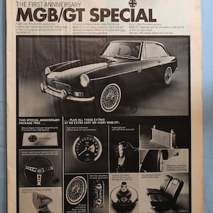 1967 MGB/GT car advertisement.  Vintage 1967 MGB Gt sports car advertisement.  10&quot;W x 14&quot;H
