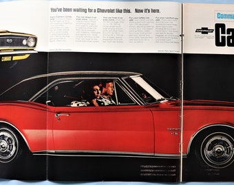 1967 Chevrolet Camaro advertisement.  Vintage 1967 Chevy Camaro ad.  30"W x 14"H.