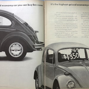 1972 VW Bug advertisement.  Vintage 1972 Volkswagen Beetle ad.  Volkswagen Bug ad.  20&quot;W x 14&quot;H