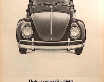 1966 VW Bug advertisement.  Vintage 1966 Volkswagen Beetle ad.  10"W x 14"H