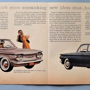 1960 Chevrolet Corvair car advertisement.  Vintage 1960 Chevy Corvair car ad.  First year 1960  Corvair car ad. 20&quot;W x 6&quot;H.