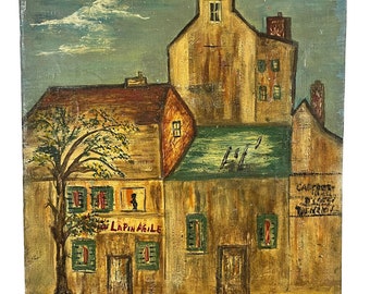 Early 20th Century &quot;Au Lapin Agile&quot; Expressionist Montmartre Neighborhood Scene Oil Painting on Canvas
