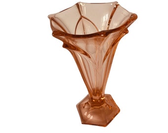 1920s Pink Art Deco Glass Vase