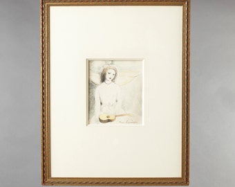 Marie Laurencin Etching &quot;Jeune Fille à la Guitare&quot;