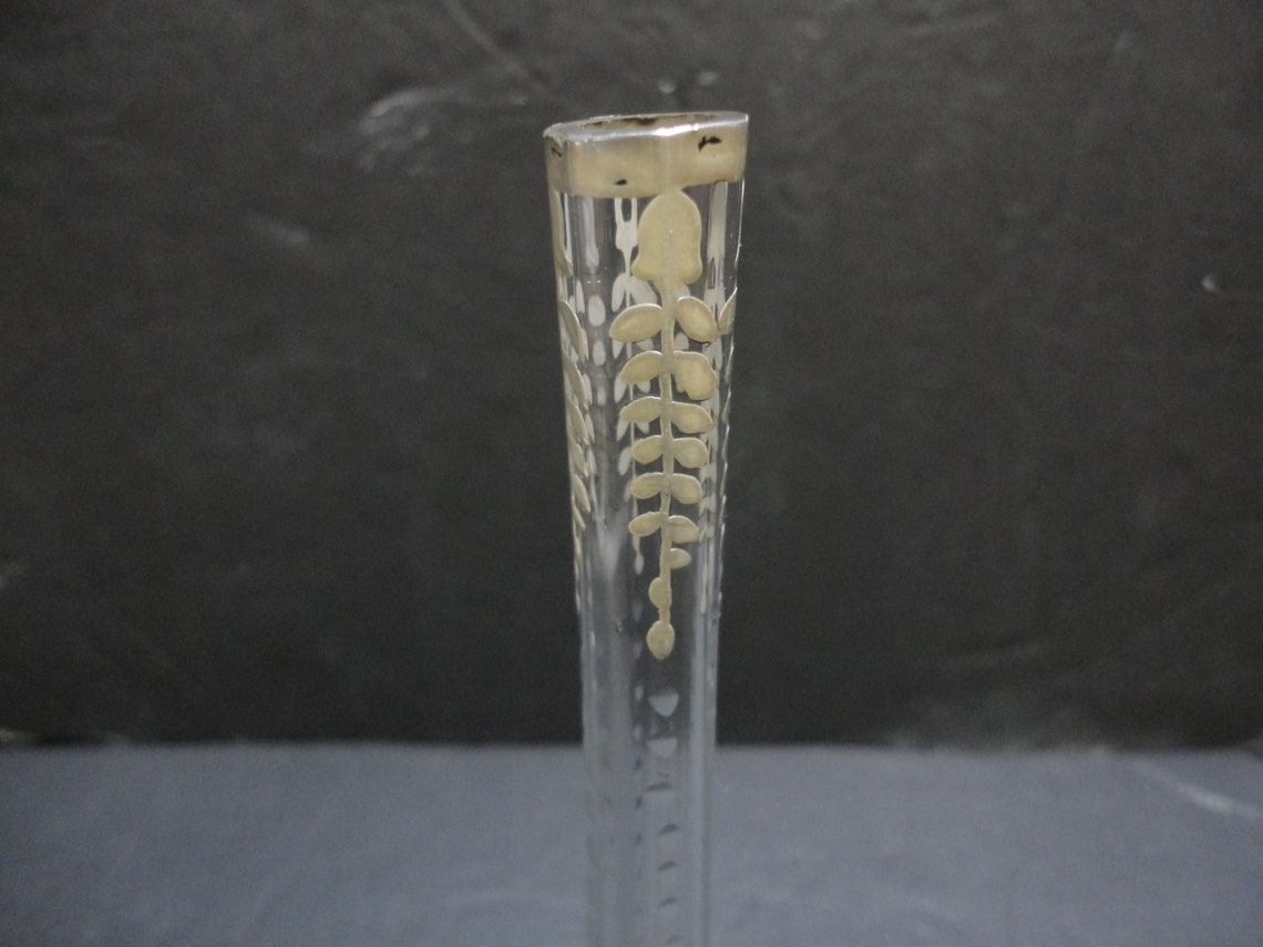 Antique Heavy Sterling Silver Overlay Bud Vase Etsy
