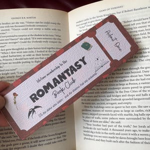 Romantasy Book Club Ticket Bookmark: Fantasy Romance Linen Bookmark