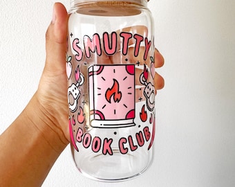 Smutty Book Club Iced Coffee Glass Can Mug with Bamboo Lid