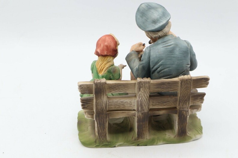 Man And Girl Building Birdhouse On Bench Figurine Ceramic Made In Japan