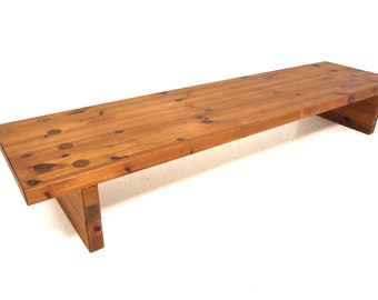 Mid Century Modern Pine Brutalist Chunky Coffee Table or Bench by Sven Larsson