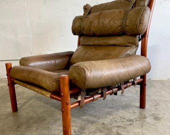 Arne Norell "Inca" Leather Lounge Safari Chair