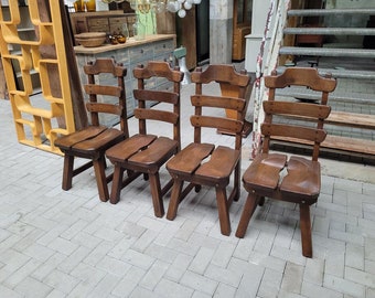 Brutalist Danish Oak Dining Chairs
