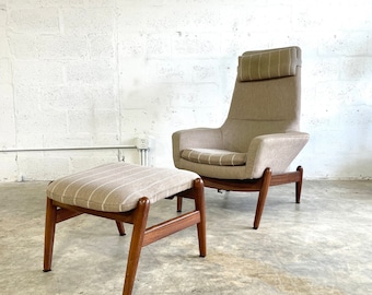 Arnold Madsen and Schubell MS30 Highback Recliner Lounge Chair and Ottoman