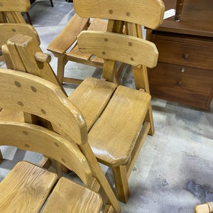 Brutalist Primitive Spanish Oak Mid Century Dining Chairs image 4