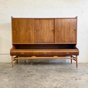Danish Mid Century Modern Tall Sideboard or Buffet