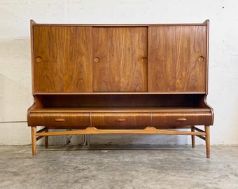 Danish Mid Century Modern Teak Tall Sideboard or Buffet